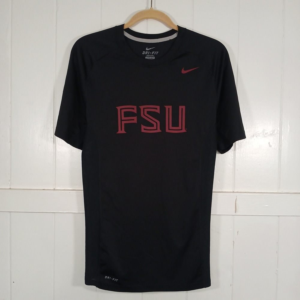 Nike FSU T-Shirt Mens Small Black Dri-FIT Short Sleeve Florida State Seminoles